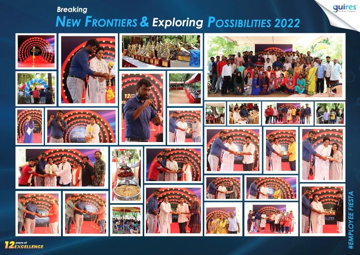 12 Years of Excellence collage: awards presentation, team photo and celebrations at Guires Day 2022