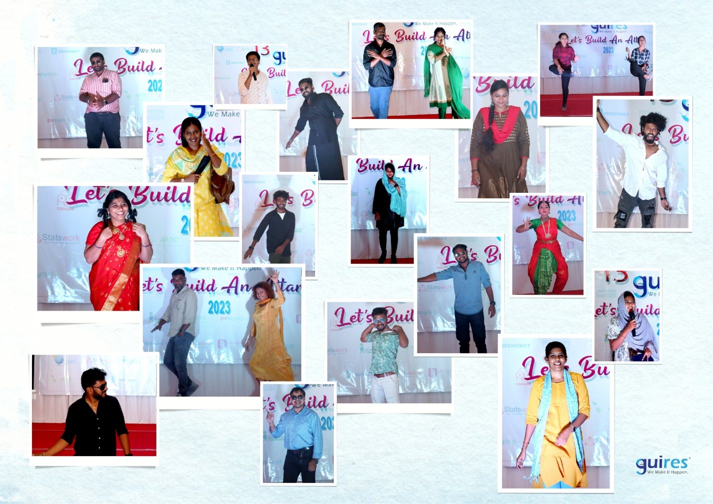 Guires colleagues on the ramp walk and stage at the 13th anniversary celebration